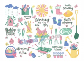 春天插画元素矢量素材